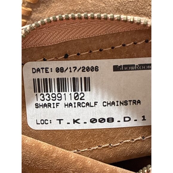 Vtg Sharif Studio handmade Genuine leather haircalf shoulder bag natural stone - Picture 8 of 11